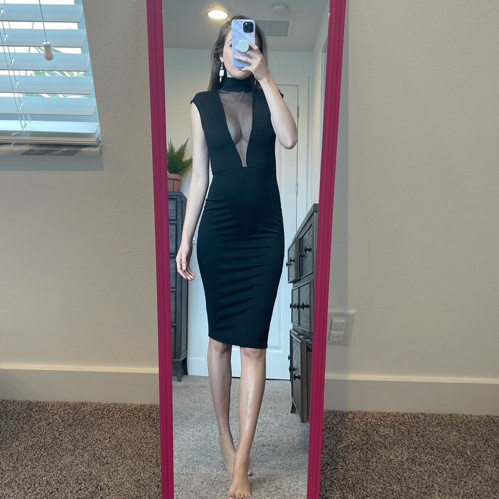 Slick Black Pencil Dress